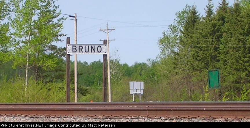 Station Sign Bruno, BNSF Hinckley Sub MP 48.9