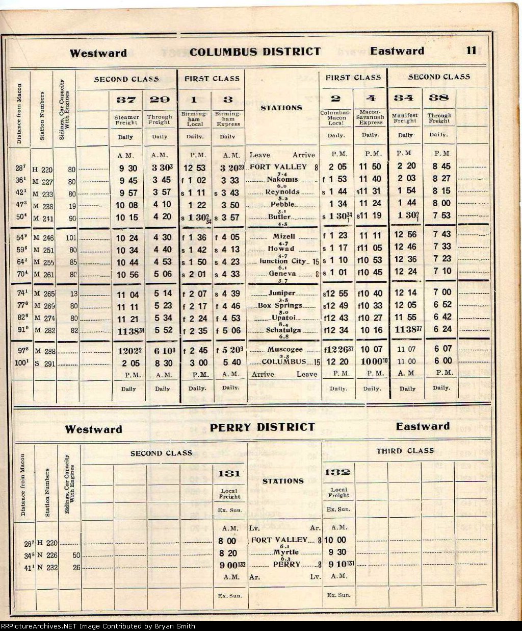 CofG Macon Division employee timetable