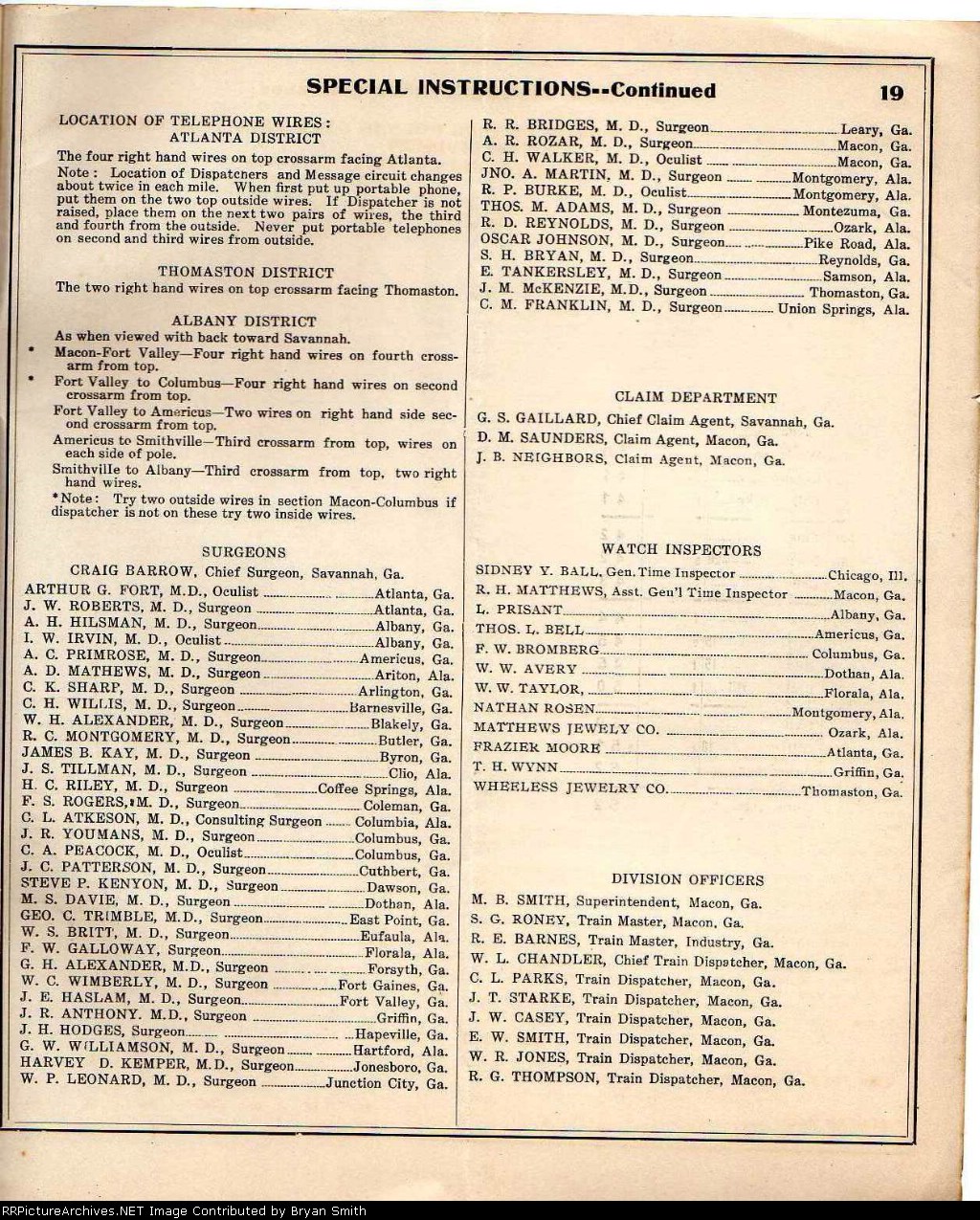 CofG Macon Division employee timetable
