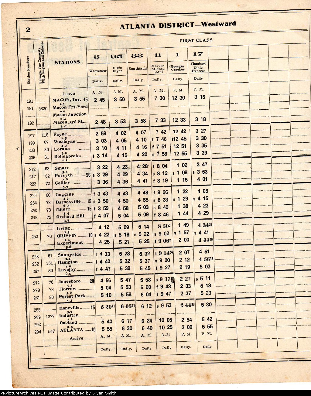 CofG Macon Division employee timetable