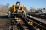 Contractor from Barberton welds joints in new trackwork