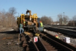 Contractor from Barberton welds joints in new trackwork