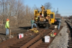 Contractor from Barberton welds joints in new trackwork