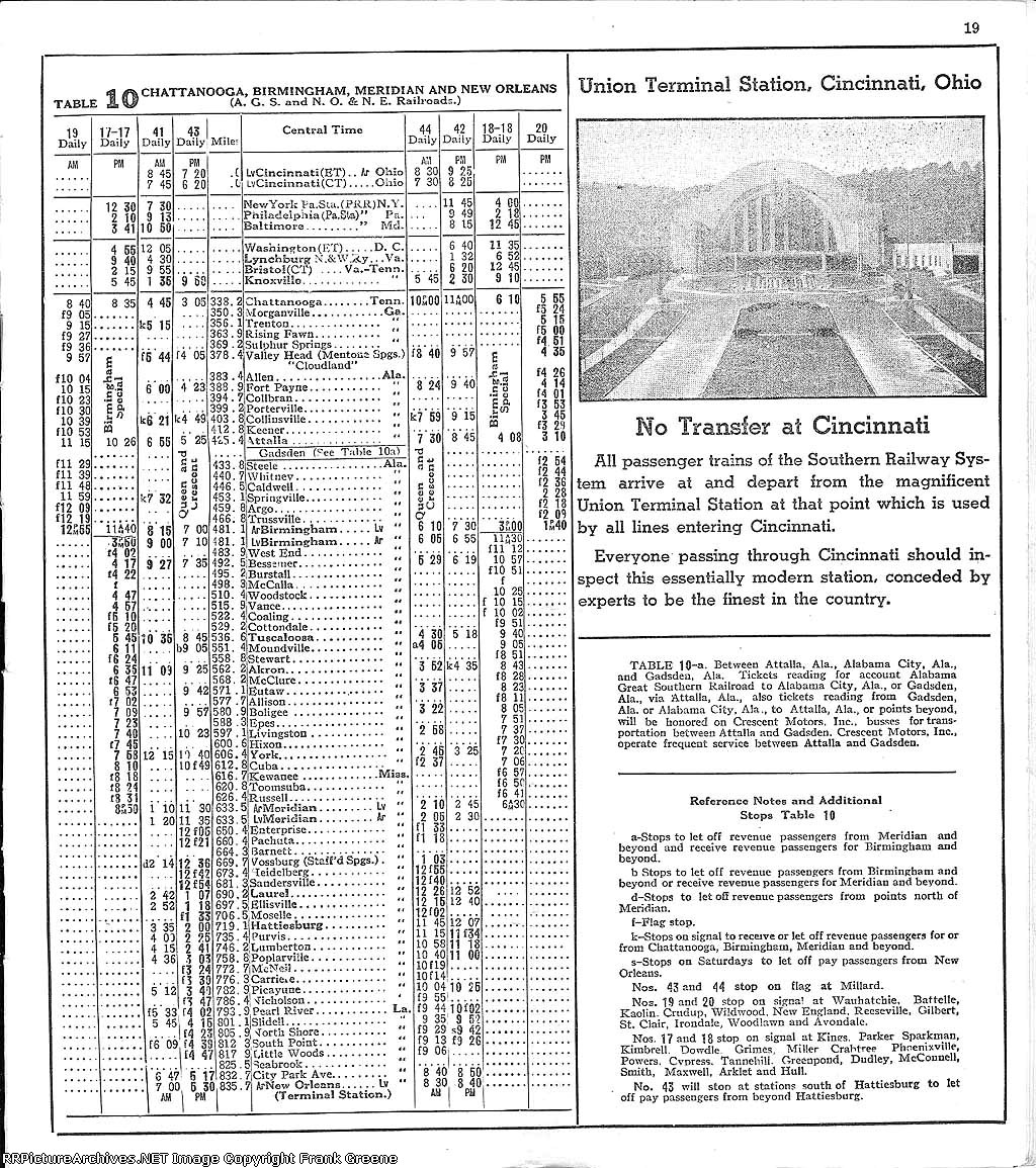Southern Railway Passenger Timetable - pg. 19 - November 1936
