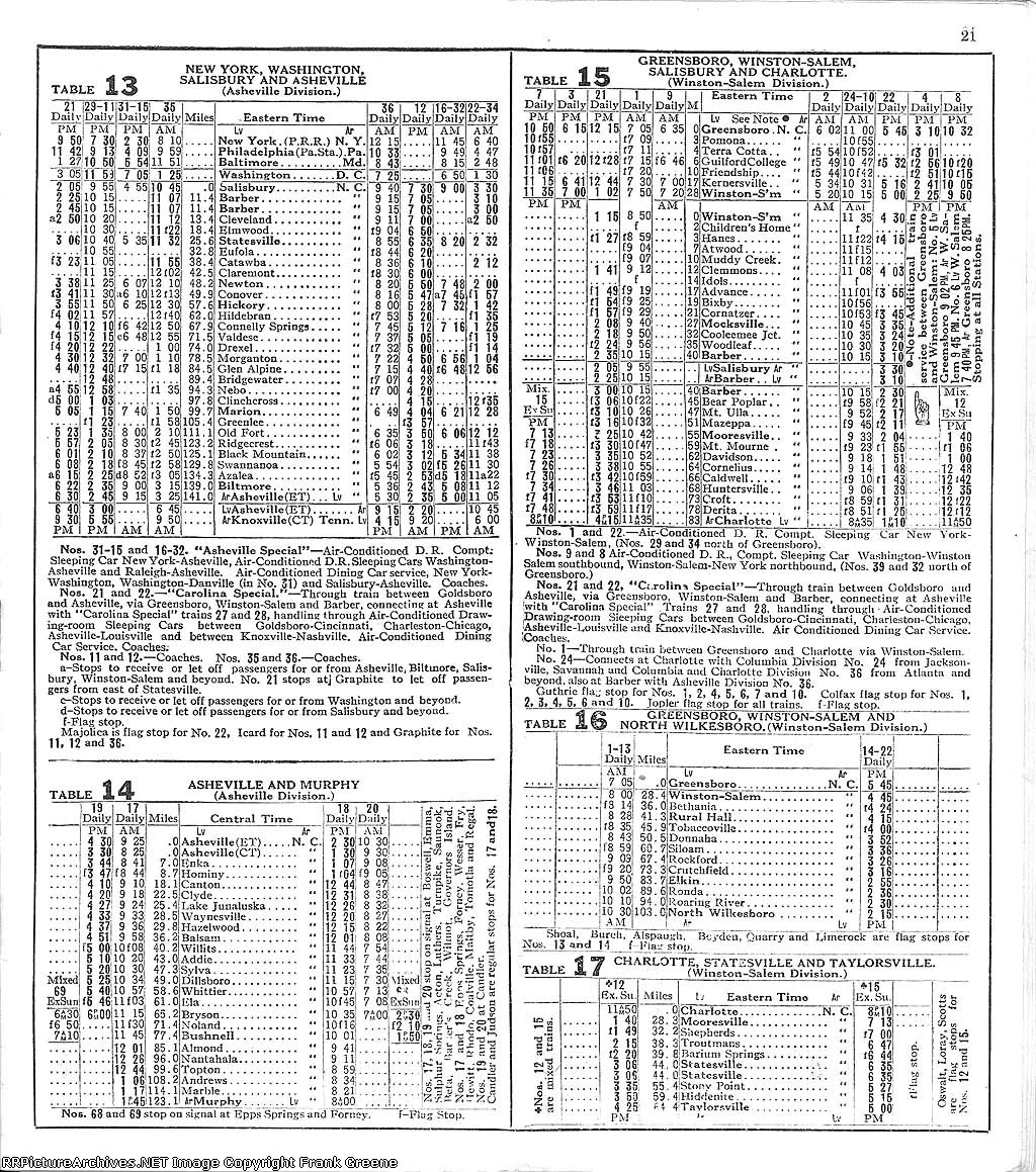Southern Railway Passenger Timetable - pg. 21 - November 1936