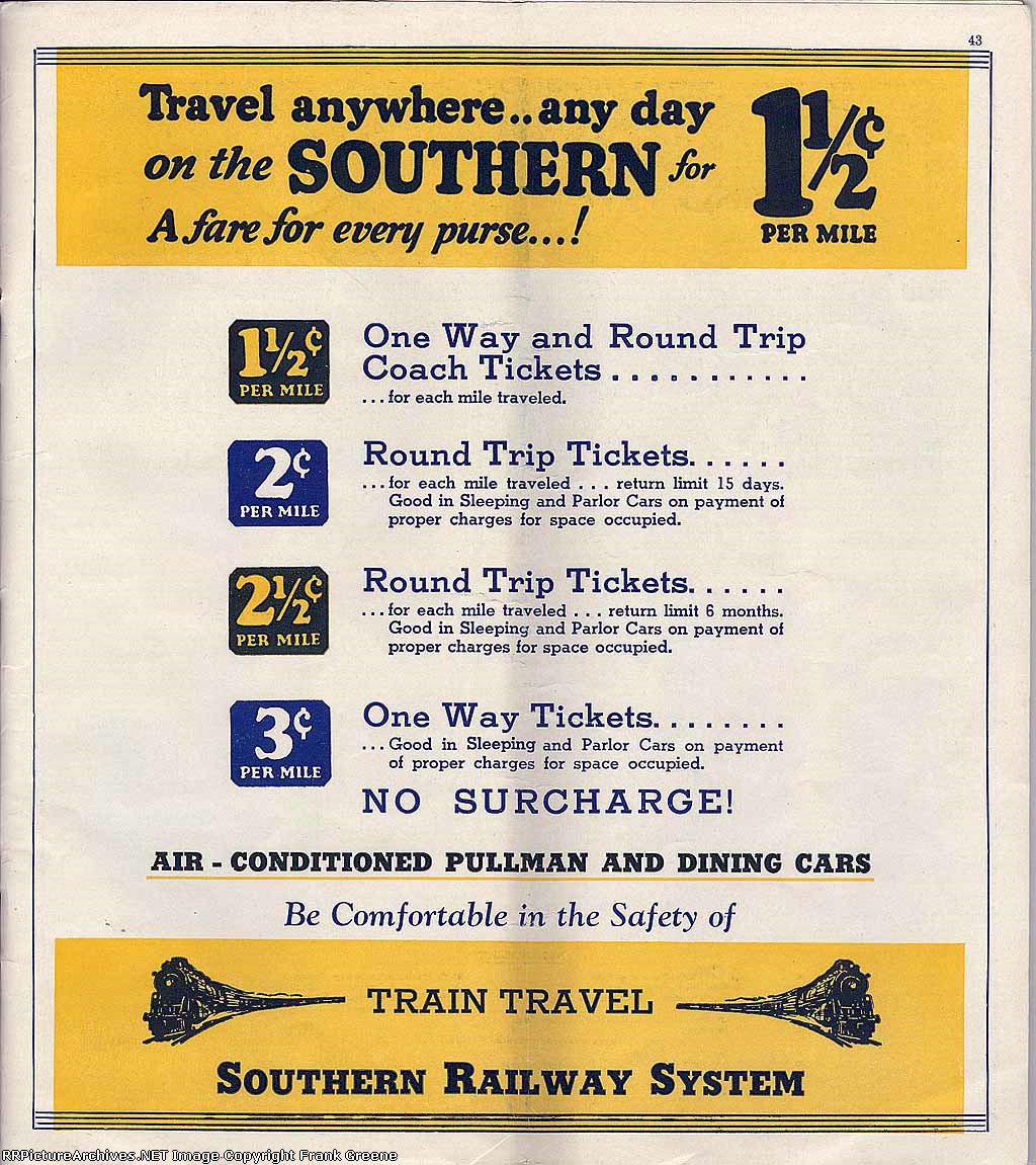 Southern Railway Passenger Timetable - pg. 43 - November 1936