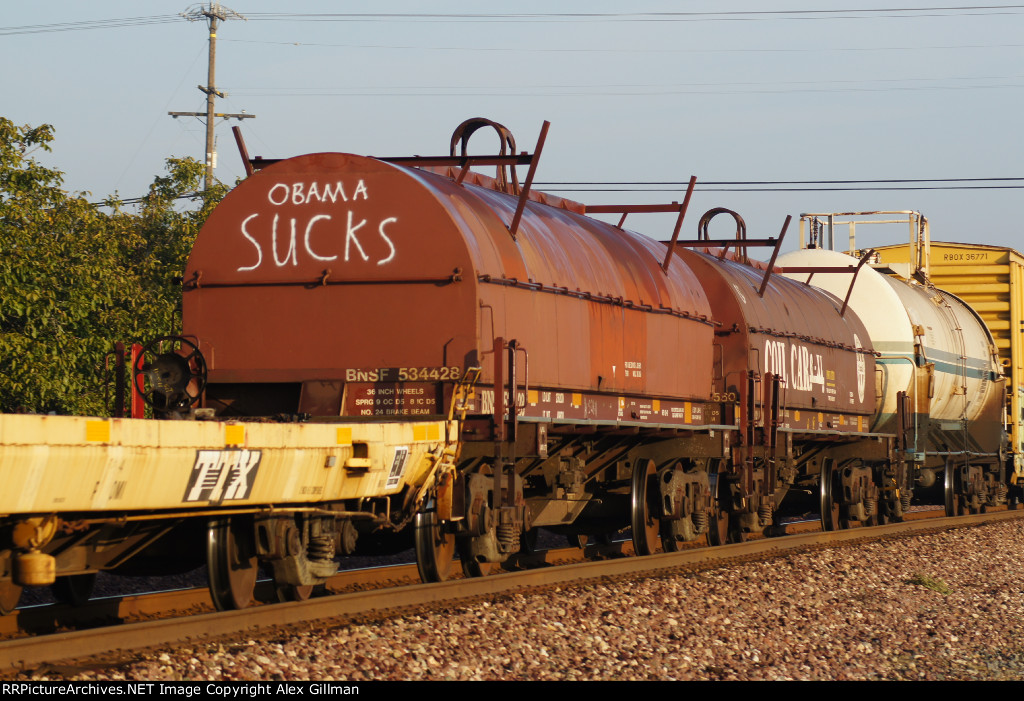 BNSF 534428 Eastbound, Extra Reporting Marks