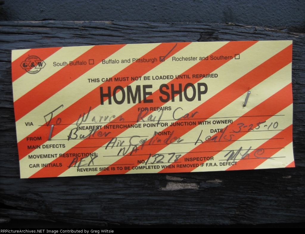 Bad Order Tag found on AEX 13278