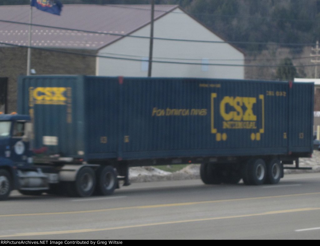 A CSX Intermodal truck moves east on US Route 6