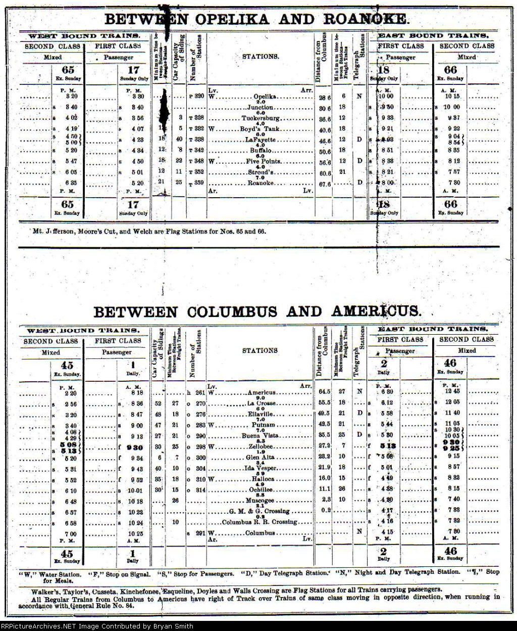 Central RR of GA employee timetable for the Savannah and Western division dated October 23, 1892