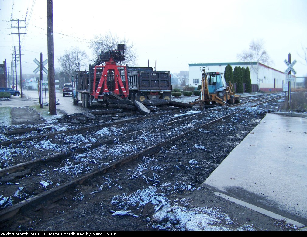 Railroad crossing replacement day 1