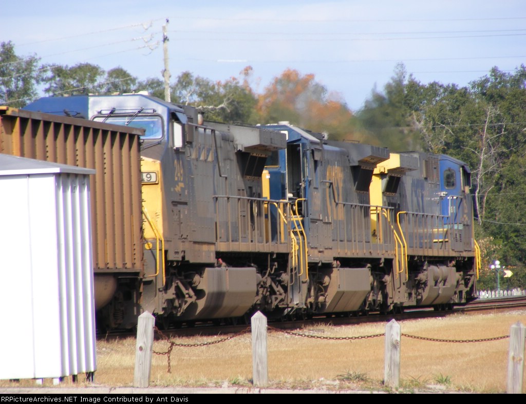 CSX 158, 7599, & 249 leading an empty coal train