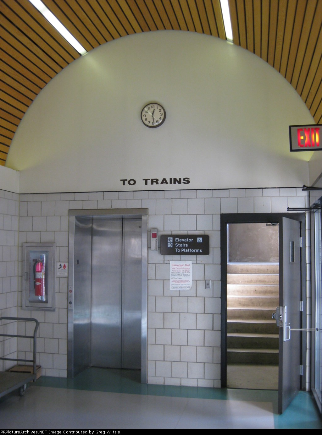 Entrance to the stairs to the tracks at Altoona Amtrak station