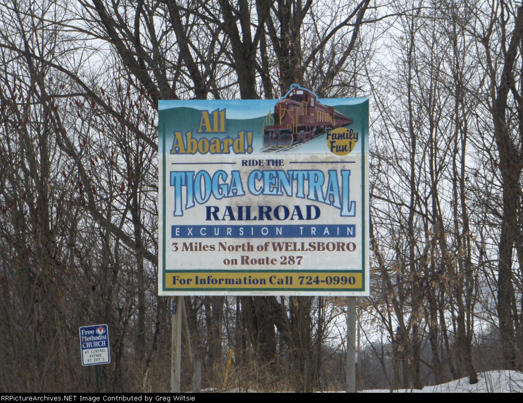 Sign for Tioga Central Railroad