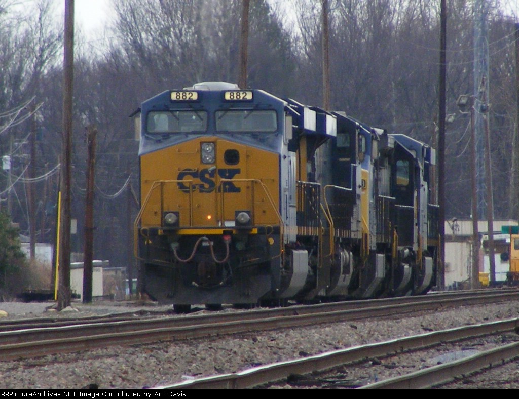 CSX 882 along with some other Locomotives sit further down the Engine Track in the Yard