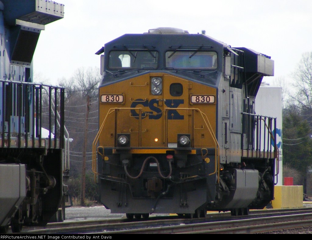 CSX 830 sits alone on the Engine Track 
