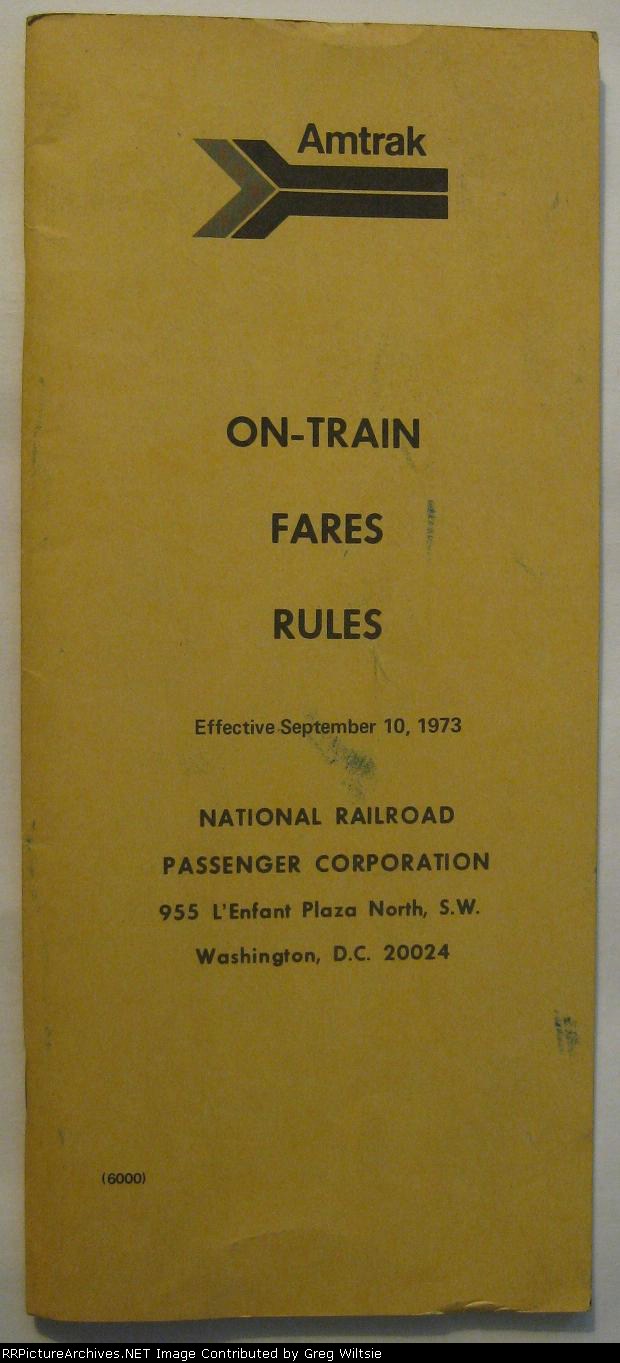 Amtrak On-Train Fares Rules Booklet