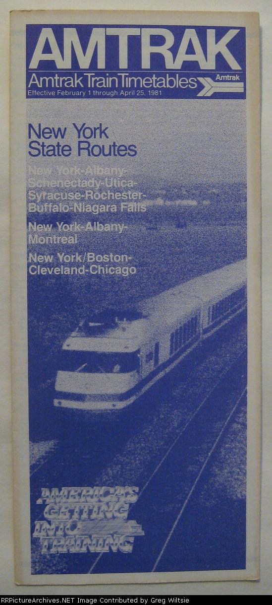 Amtrak New York State Timetable