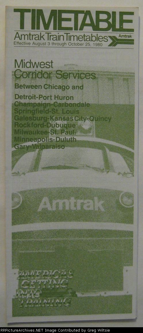 Amtrak Midwest Corridor Timetable