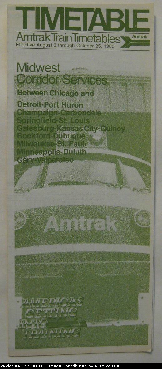 Amtrak Midwest Timetable