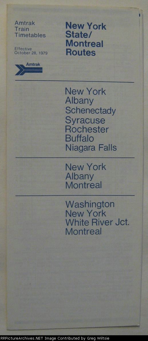 Amtrak New York State/Montreal Timetable