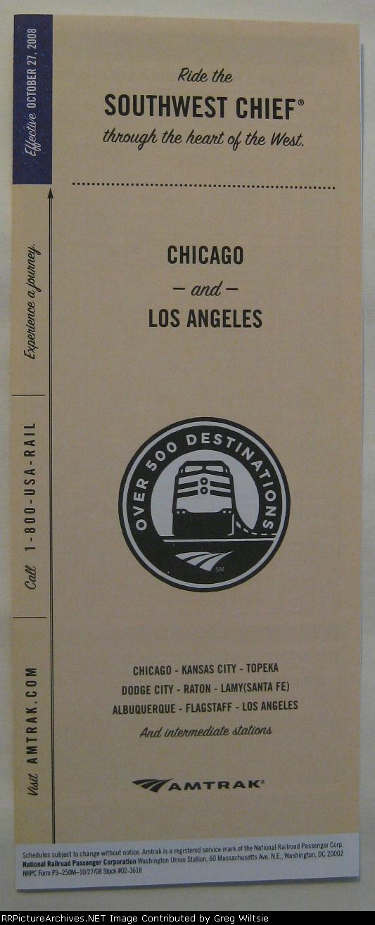 Amtrak Southwest Chief Timetable
