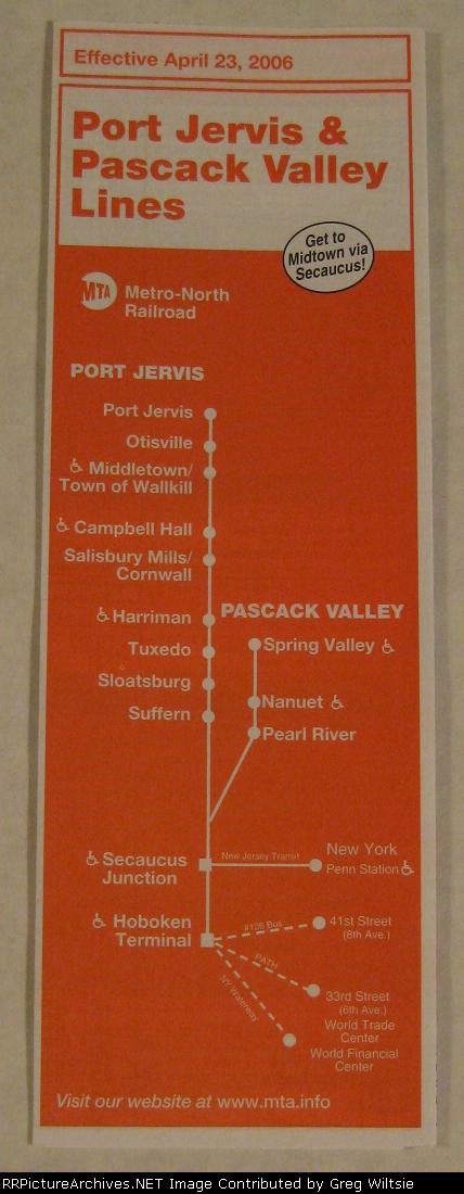 Metro-North Timetable - Port Jervis and Pascack Valley Lines
