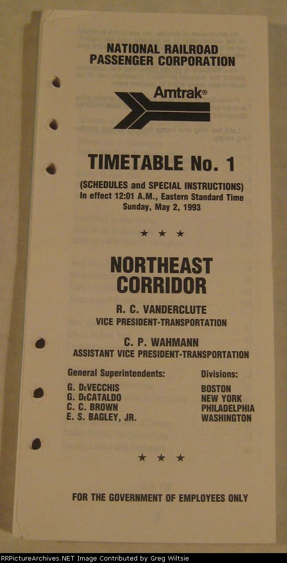 Amtrak Timetable Number 1
