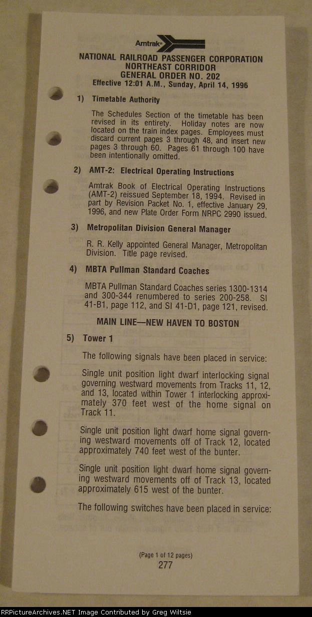 Amtrak General Order Number 202