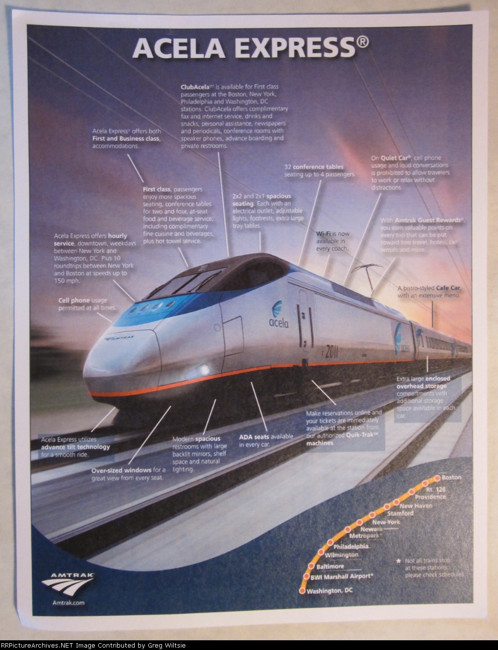 Acela Express Information Card
