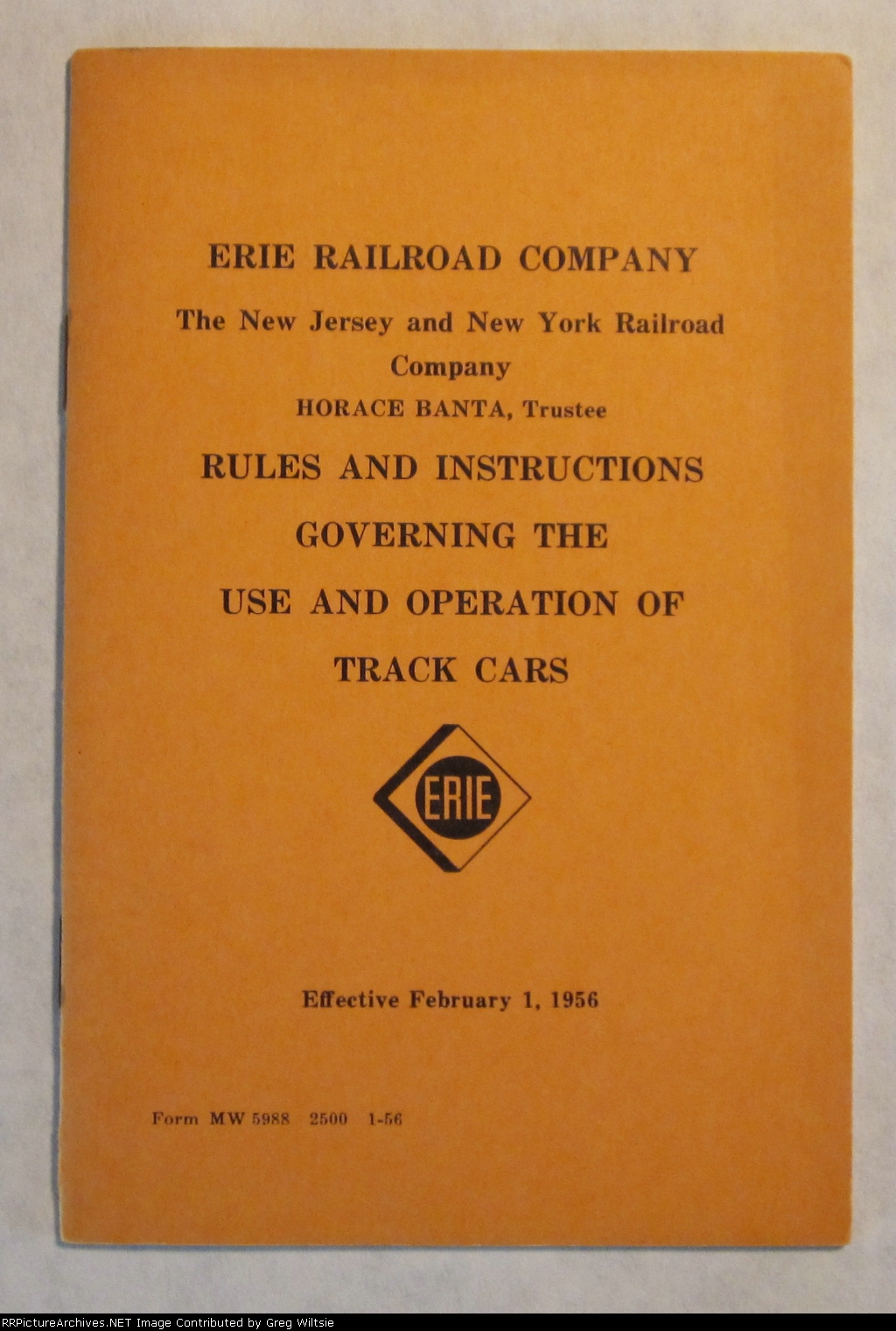 Erie Rules and Instructions Governing the Use and Operation of Track Cars Booklet