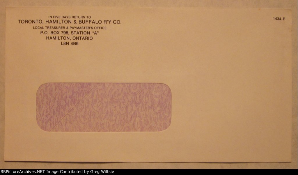Toronto, Hamilton and Buffalo Railway Envelope
