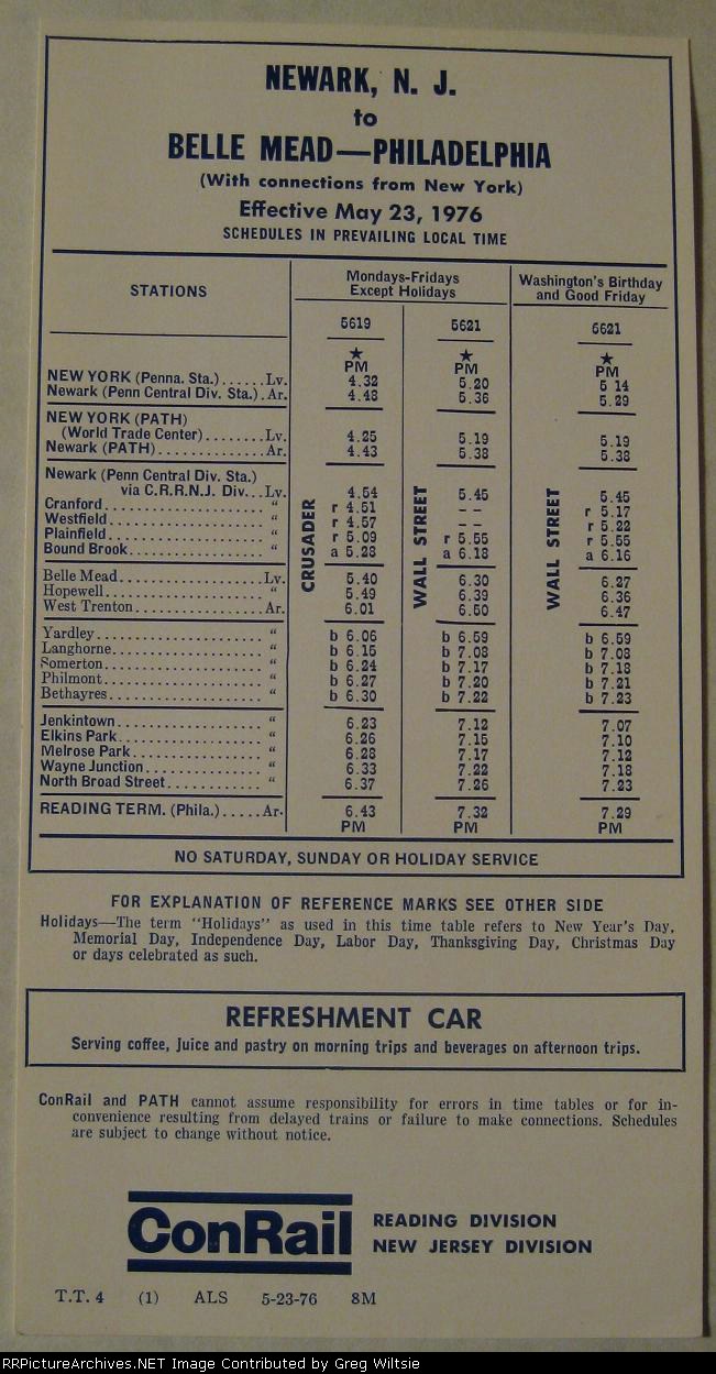 Conrail Timetable