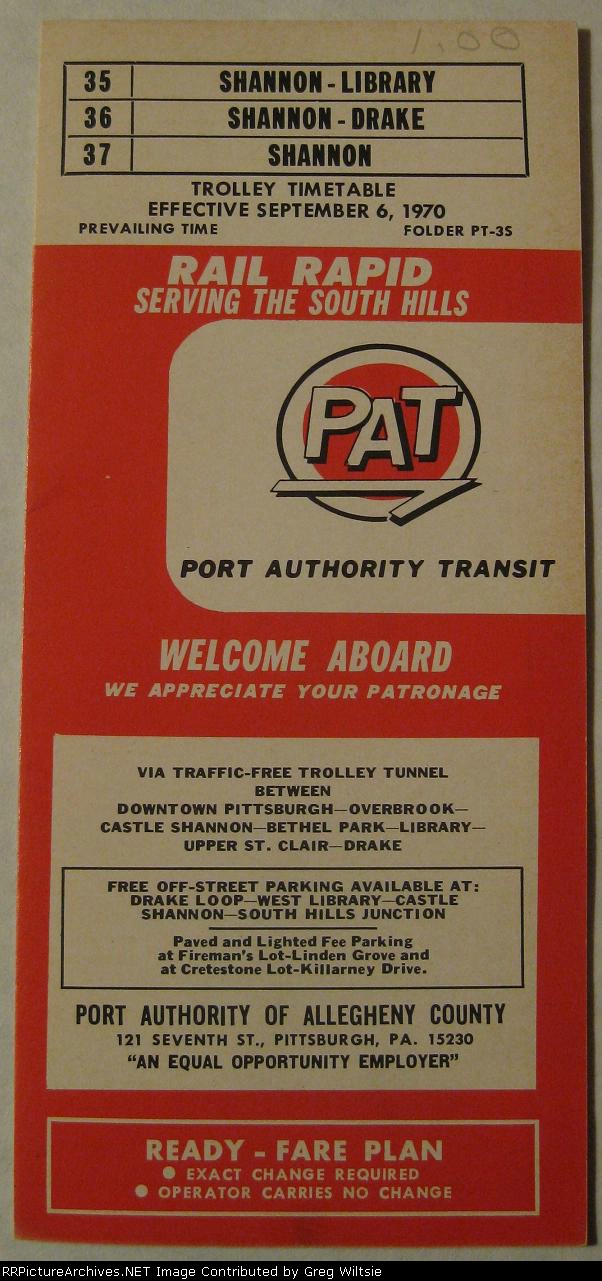 Port Authority Transit (Pittsburgh) Timetable