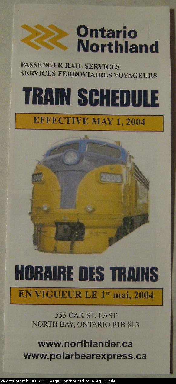 Ontario Northland Timetable