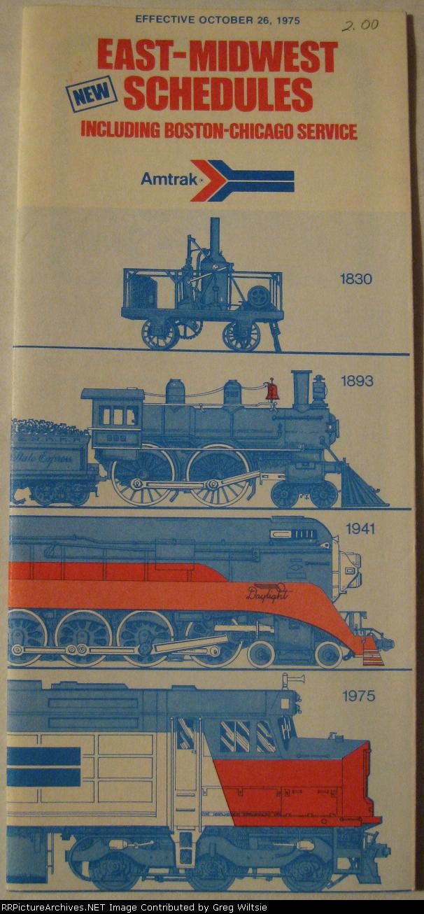 Amtrak East-Midwest Timetable