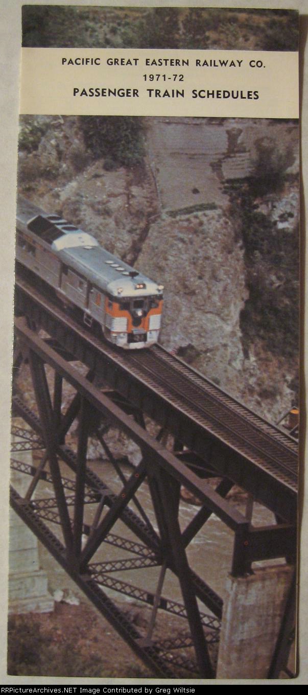 Pacific Great Eastern Railway Timetable