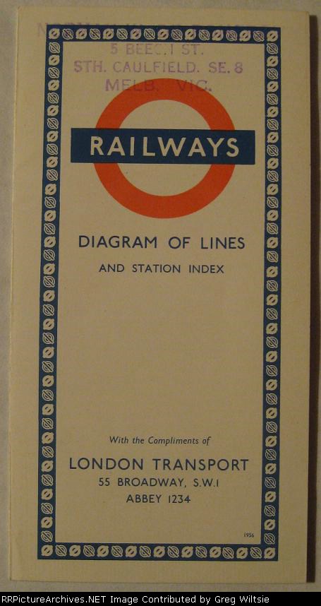 London Transport Diagram of Lines and Station Index