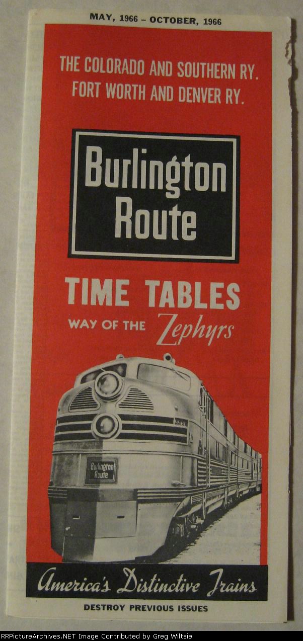 Burlington Route Timetable