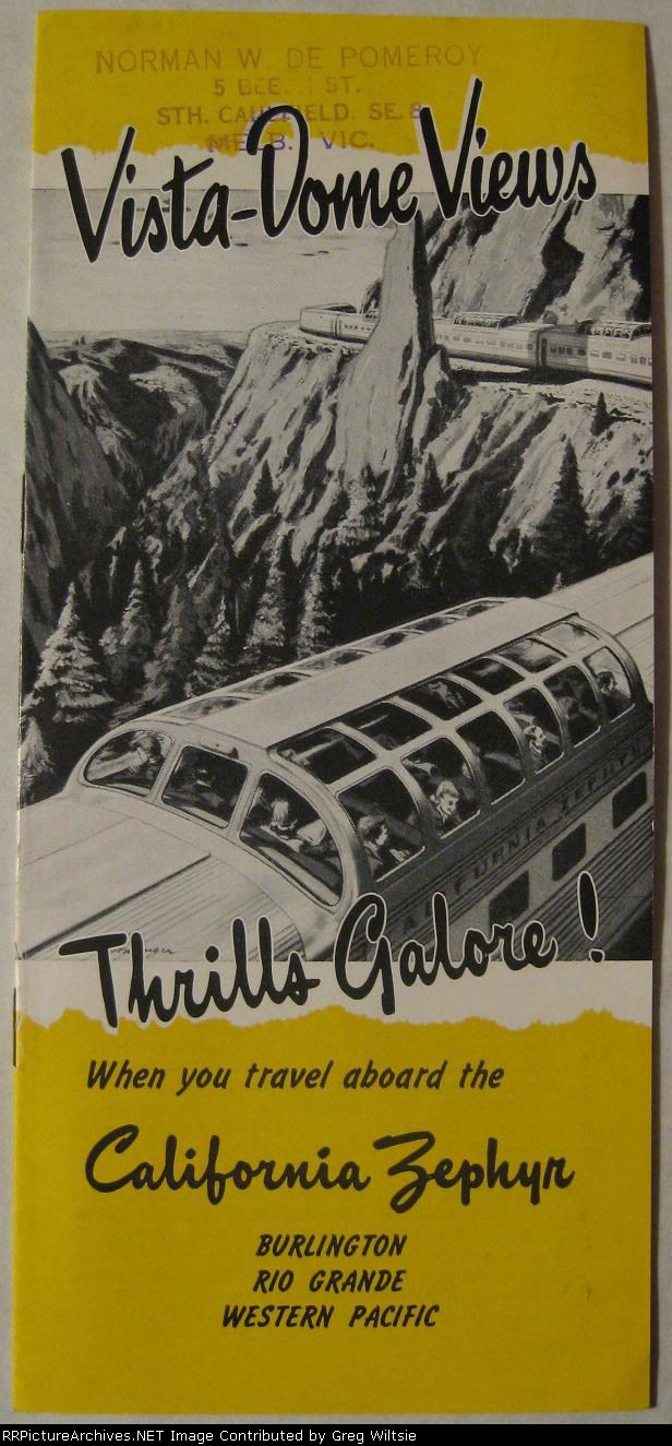 California Zephyr Vista Dome Pamphlet