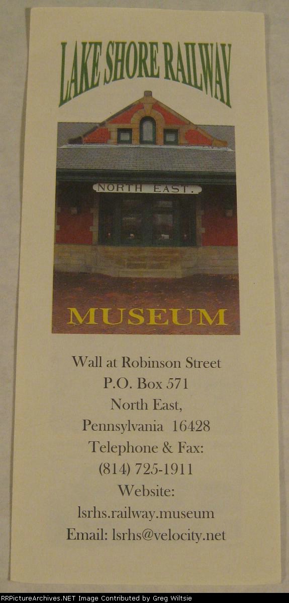 Pamphlet for the Lake Shore Railway Museum