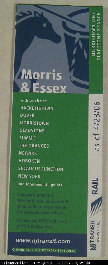 New Jersey Transit Morris and Essex Timetable