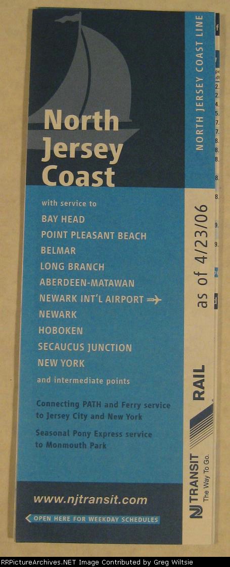 New Jersey Transit North Jersey Coast Timetable
