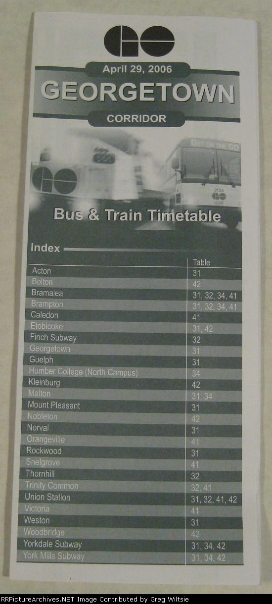 GO Transit Georgetown Timetable