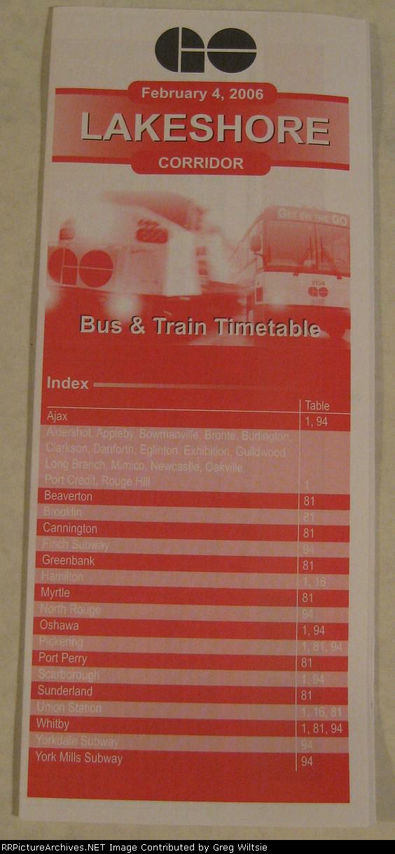 GO Transit Lakeshore Timetable