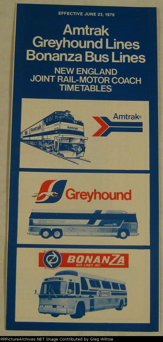 Amtrak/Greyhound Lines/Bonanza Bus Lines Timetable