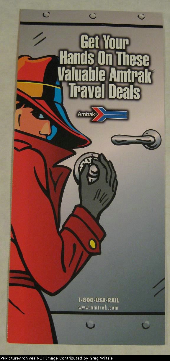 Pamphlet for Amtrak Carmen Sandiego Computer Game