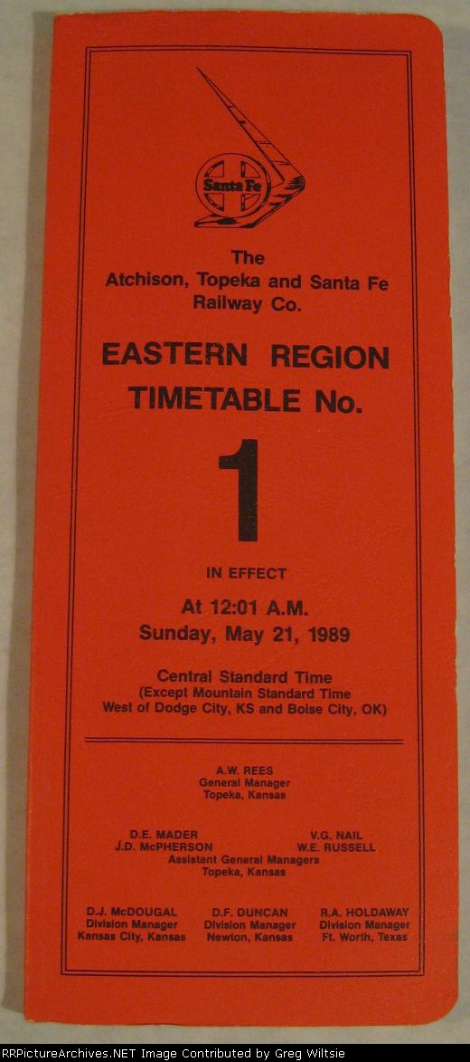Santa Fe Eastern Region Timetable