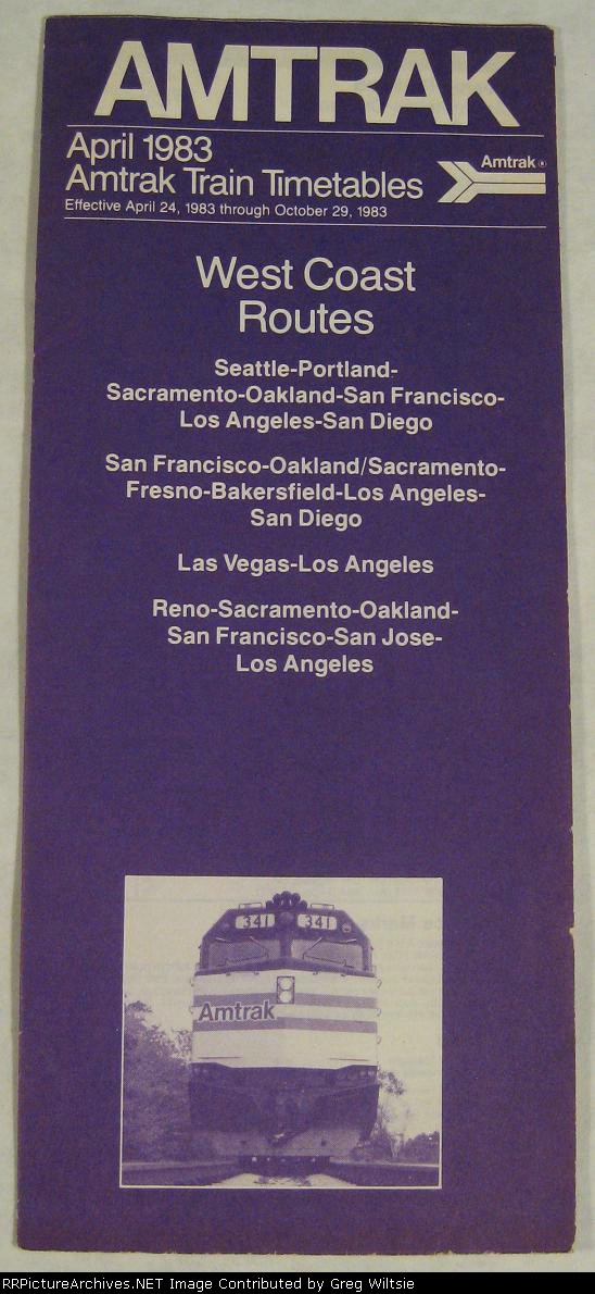 Amtrak West Coast Timetable