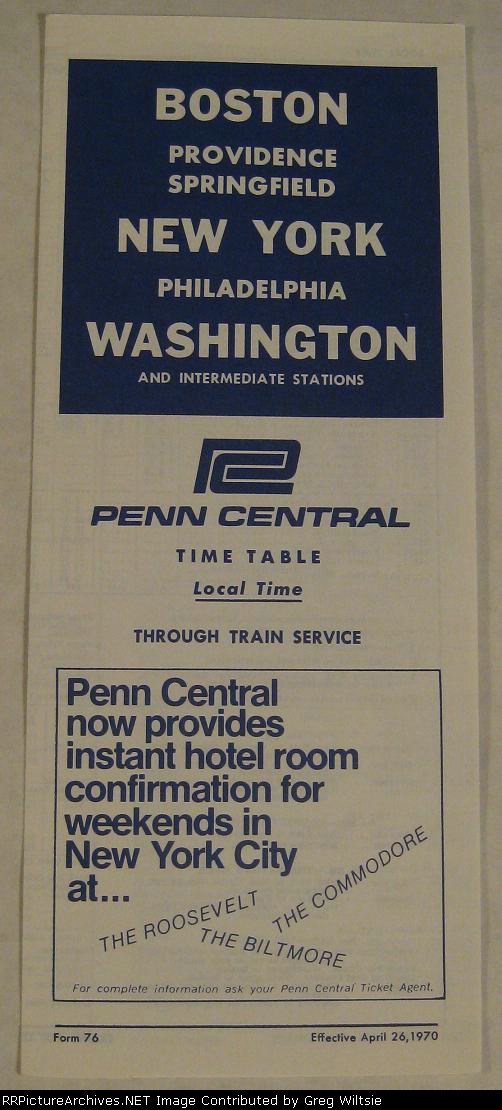 Penn Central Timetable